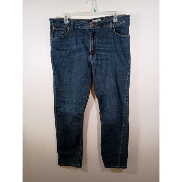 Wrangler Mens Slim Straight Denim Medium Wash Zip Blue Jeans Size 42 X 30 - Picture 1 of 7